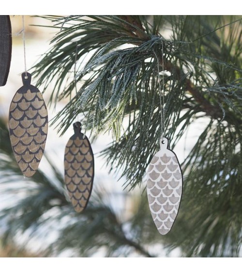Ornamento a Cono - Nero - 4 pezzi Papurino Decorazioni natalizie eleganti particolari decoro natale decorazione albero di natale