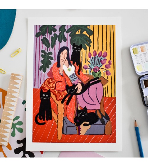 The Cat Lady - Poster Niaski mural affiche posters muraux design deco salon cuisine chambre enfant