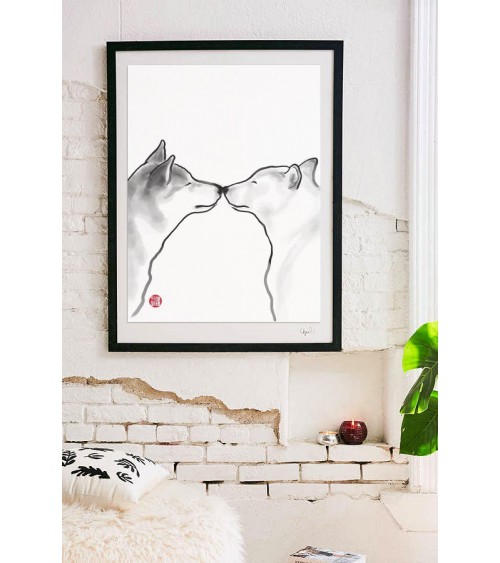 Poster - Shiba - Amour Rice&Ink mural affiche posters muraux design deco salon cuisine chambre enfant