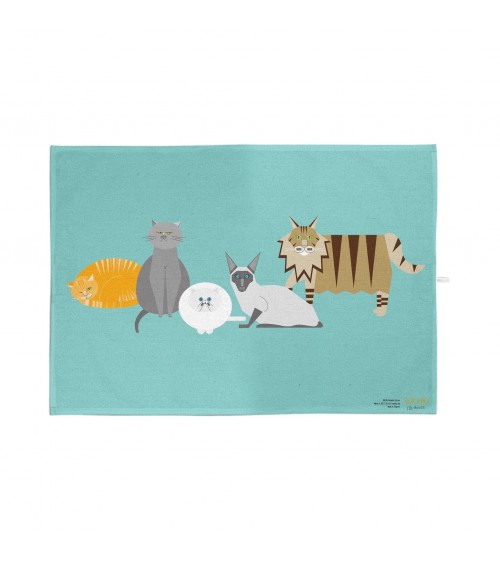 Caratteri di gatto - Blu - Asciugamano de cucina Ellie Good illustration asciugamano da cucina asciugamani doccia tessili