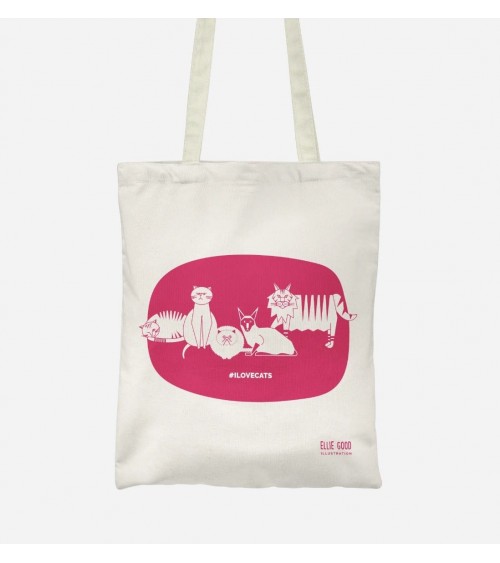 ILOVECATS - Hot Pink - Tote Bag Ellie Good illustration trends original kitatori