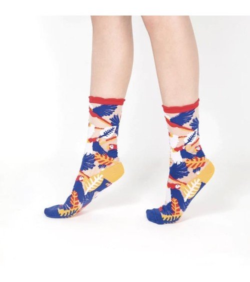 Transparente Socken - Papagei - Rot Paperself socke kuschelsocken für damen lustig herren farbige coole socken
