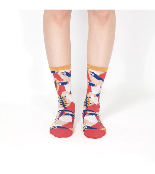 Chaussettes transparentes - Perroquet - Jaune Paperself jolies pour femme originales pour homme chausset rigolotes drole Suisse