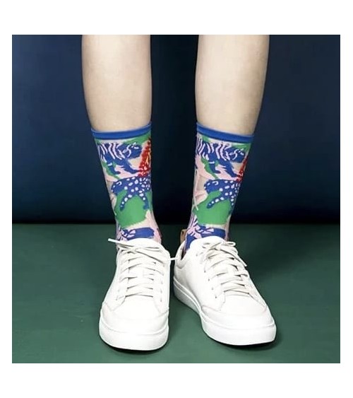 Transparente Socken - Leopard Dschungel - Blau Paperself socke kuschelsocken für damen lustig herren farbige coole socken