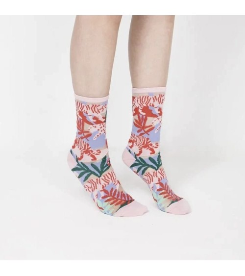 Chaussettes transparentes - Leopard Jungle - Rose Paperself jolies pour femme originales pour homme chausset rigolotes drole ...