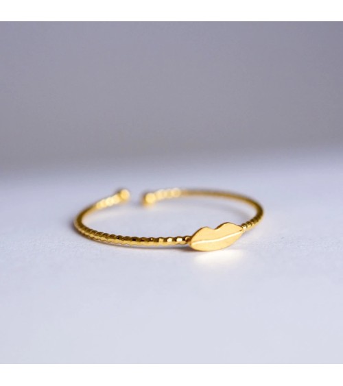 Bague Kiss - Bague ajustable dorée à l'or fin Adorabili Paris fantaisie original femme suisse