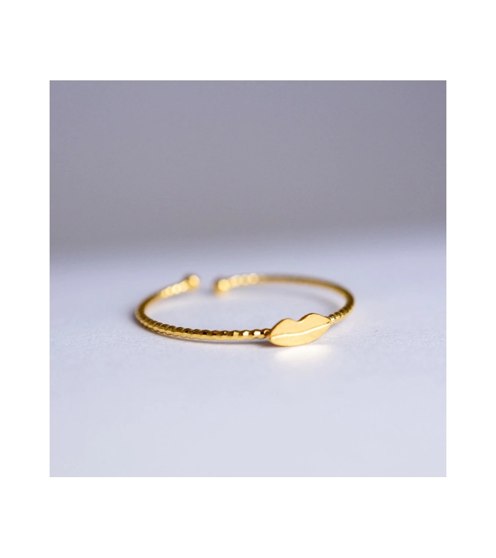 Bague Kiss - Bague ajustable dorée à l'or fin Adorabili Paris fantaisie original femme suisse