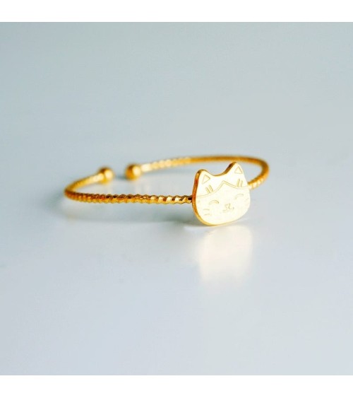 Bague Manekineko - Bague ajustable dorée à l'or fin Adorabili Paris fantaisie original femme suisse