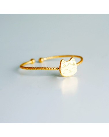Bague Manekineko - Bague ajustable dorée à l'or fin Adorabili Paris fantaisie original femme suisse